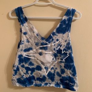 Pink blue jays crop top